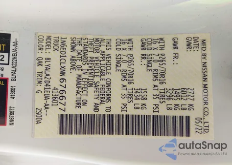 2022 Nissan Frontier King Cab S 4X2 z USA, uszkodzony, nr VIN 1N6ED1CLXNN676677